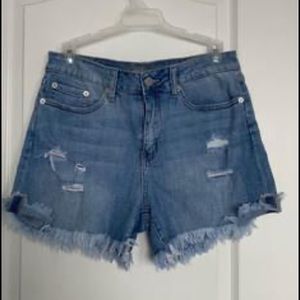 light wash jean shorts
